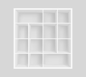 empty white bookshelf realistic 3d mockup vector image