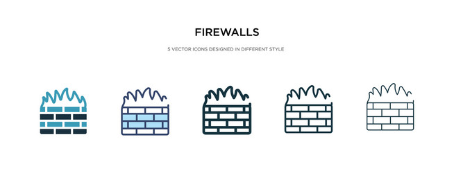 Firewalls icon in different style two colored vector