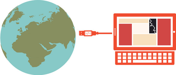 Global hosting data center icon vector