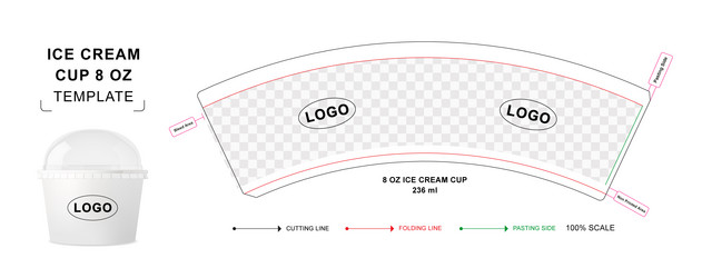 Paper cup die cut template for 12 oz double wall Vector Image