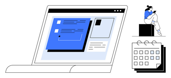 laptop displaying task management interface vector image