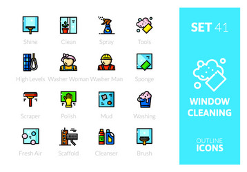 Outline color icons set vector