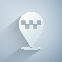 paper cut map pointer with taxi icon isolated vector image