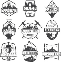 Set of vintage grunge labels mountain adventure vector