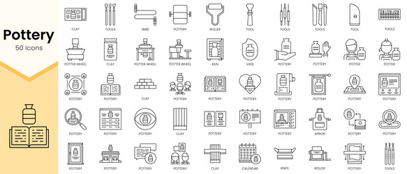 Simple Outline Set Of Interior Icons Linear Style Vector Image