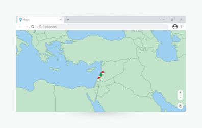 Browser window with map of lebanon searching vector