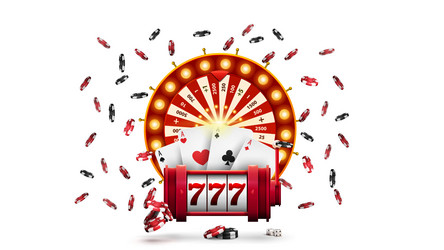 casino wheel fortune red slot machine poker chips vector