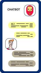 chatbot concept man chatting with chat bot vector image