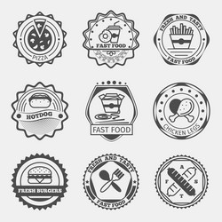 Fast Food Labels & Emblems Vector Image