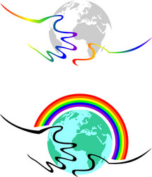 gay symbolism hands hold the earth vector