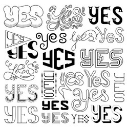 handwritten yes phrases words vector