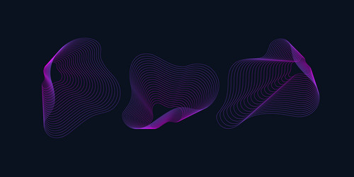 A set amorphous shapes on dark background vector