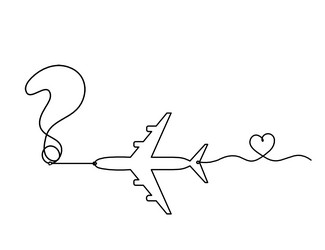 abstract question mark with plane as continuous vector image