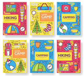 camping equipment set circle vector