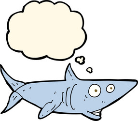 Cartoon happy shark with thought bubble vector