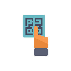 hand pointing with index finger to scan qr code vector image