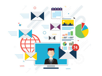laptop with envelope and open email on screen vector image