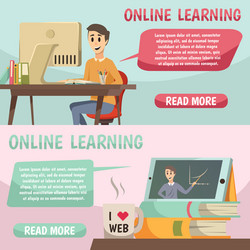 Online education orthogonal banners vector