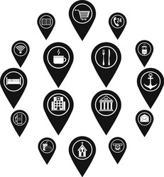 points of interest icons set simple style vector image