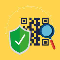 qr code shield and lupe design vector image