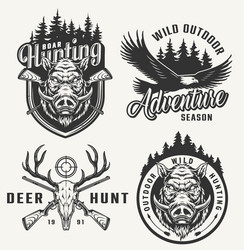 Vintage Hunting Prints - Boar & Eagle Vector Image