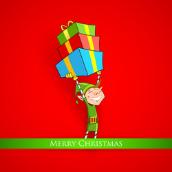 Santa claus and elf with christmas gift Royalty Free Vector