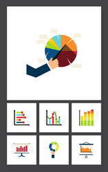 flat icon graph set of segment pie bar statistic vector image