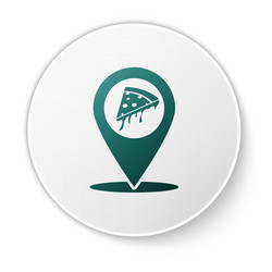 green map pointer with fast food slice pizza icon vector image