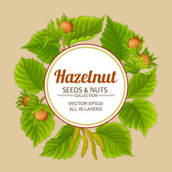 hazelnut branches frame on color background vector