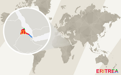 zoom on eritrea map and flag world vector image