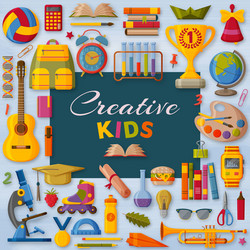 Creative kids background with 3d paper cut signs vector