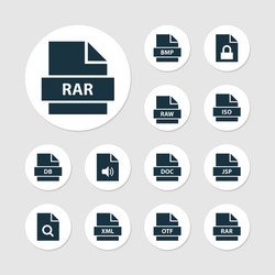 file icons set with raw text audio and other xml vector image