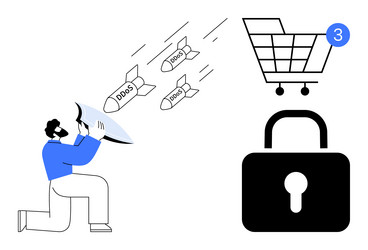 man defends against ddos attacks targeting e vector image