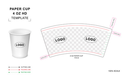 Paper cup die cut template for 12 oz double wall Vector Image