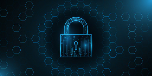 A futuristic lock made from computer circuit vector