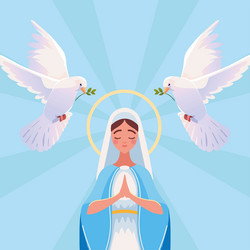 assumption virgin mary and doves vector