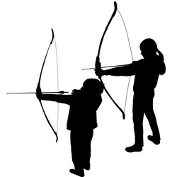 Children Archery Silhouettes Vector Image