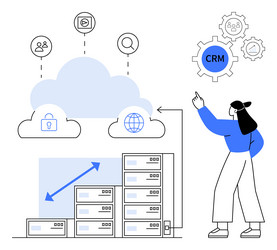 cloud integration for crm with data servers vector image