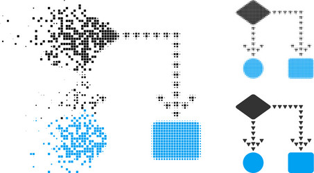 dissolved dotted halftone algorithm flowchart icon vector