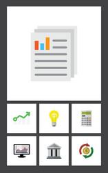 Flat icon gain set of calculate growth bubl vector