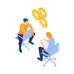 isometric programmers interview composition vector image