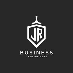jr monogram logo initial with shield guard shape vector image