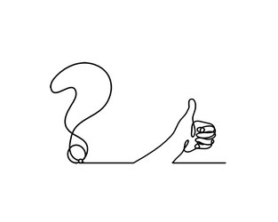 abstract question mark with hand as continuous vector image