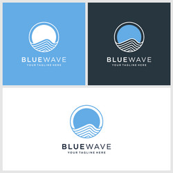 Blue wave logo circle water premium Royalty Free Vector