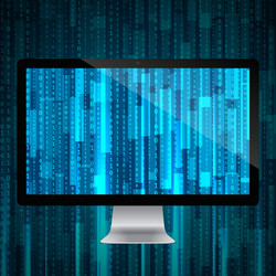 computer with matrix background vector image