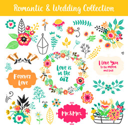floral hand drawn vintage set Vector Image