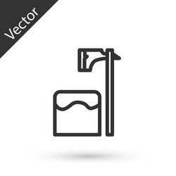 Grey line executioner axe in tree block icon vector