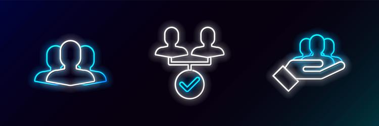 set line project team base users group and icon vector image