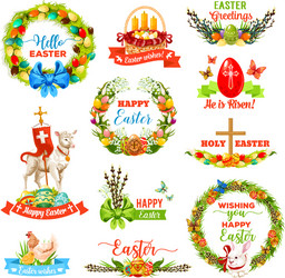 Cheerful Easter Icon Set Vector Image