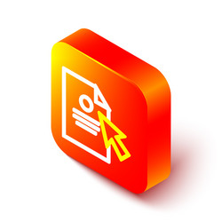 isometric line document and cursor icon isolated vector image